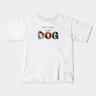 All I need is my dog - brown and white collie oil painting word art Kids T-Shirt